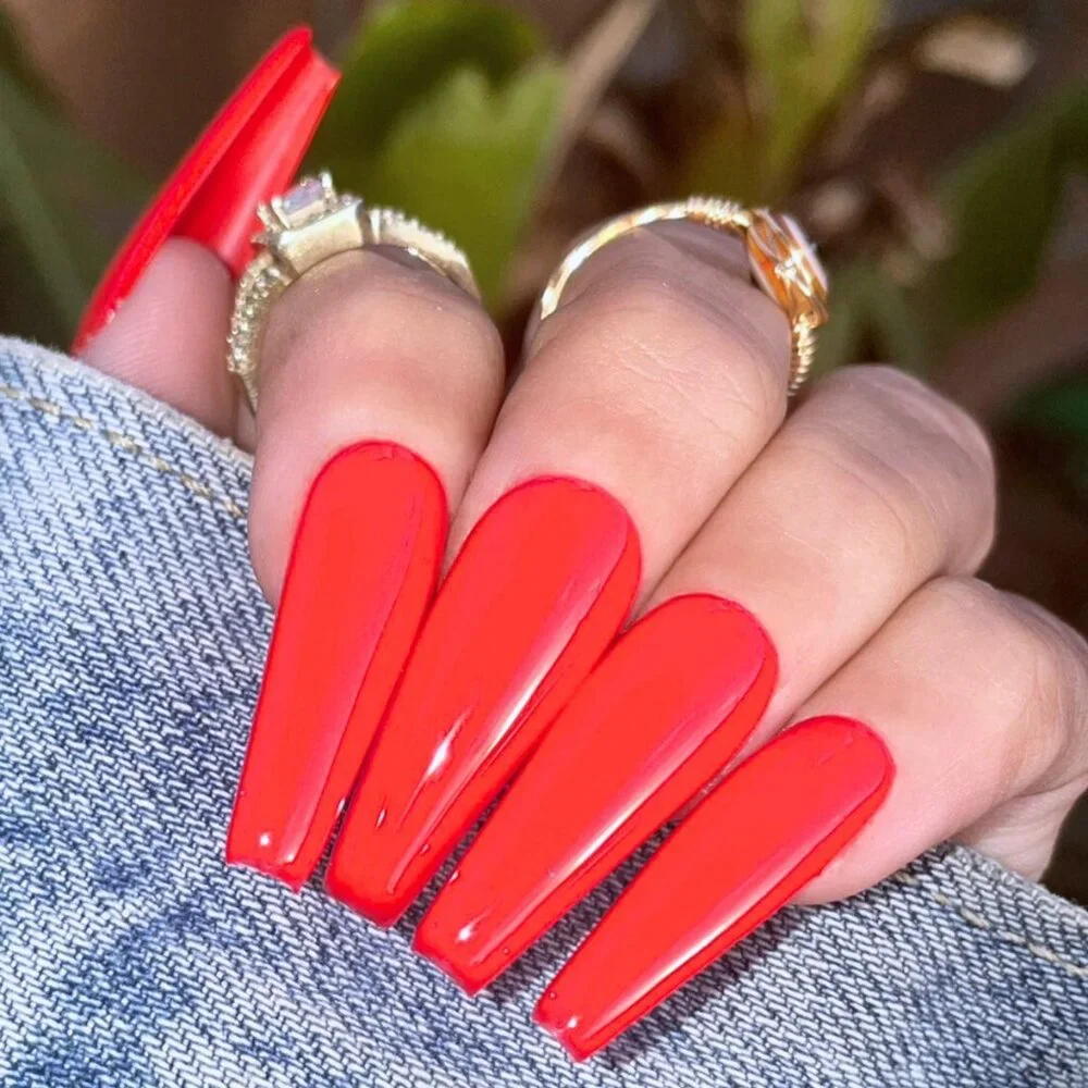 JOFAY FASHION Coffin Press-on Nails - Tomato Red NEW